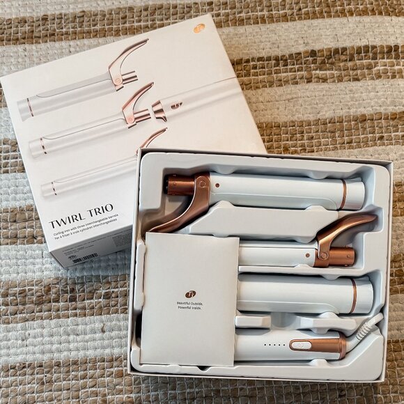T3 Twirl Trio Curling Iron Set - White and Rose Gold - Picture 1 of 15